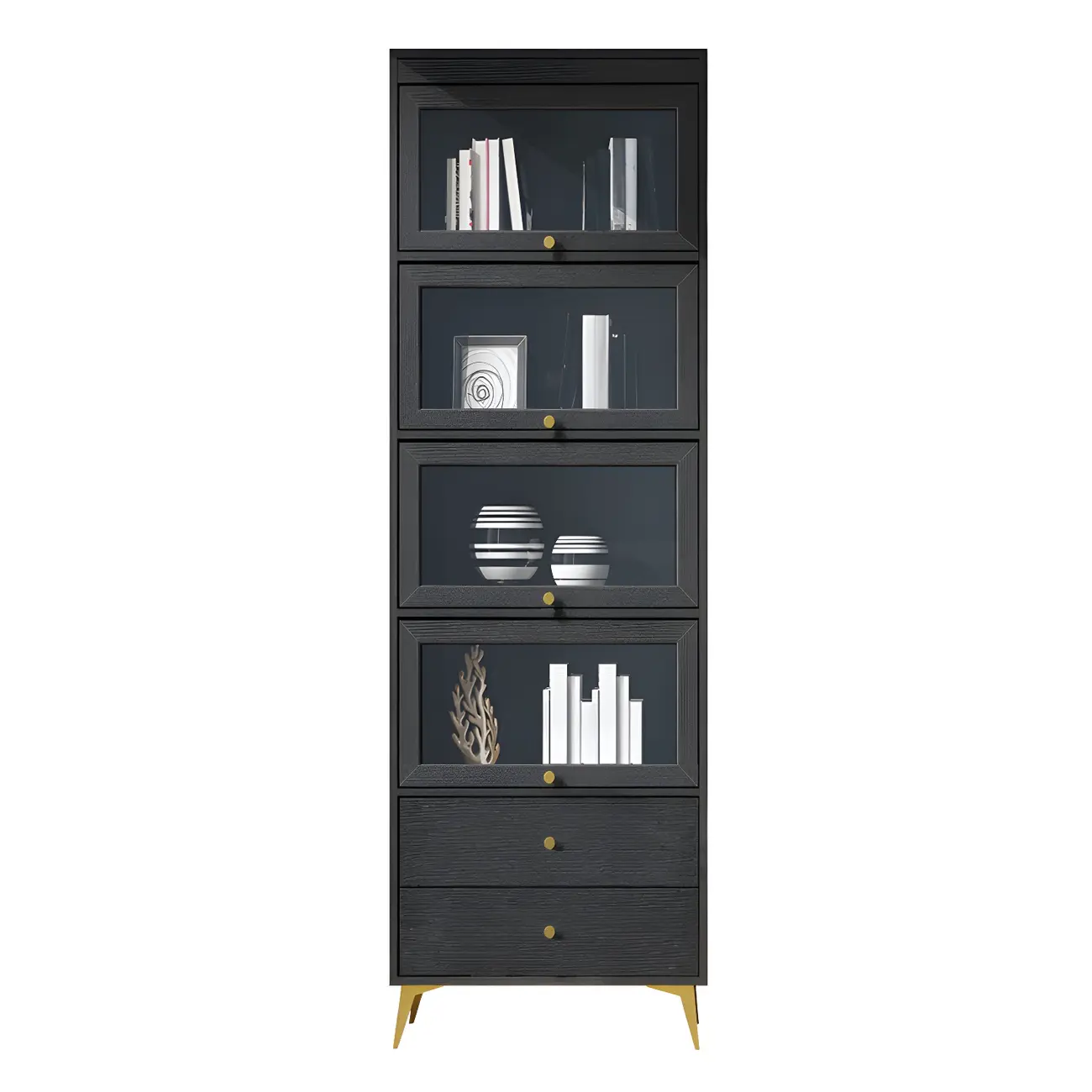 Modern Wooden Closed Back Bookcase with Doors | homeyfad