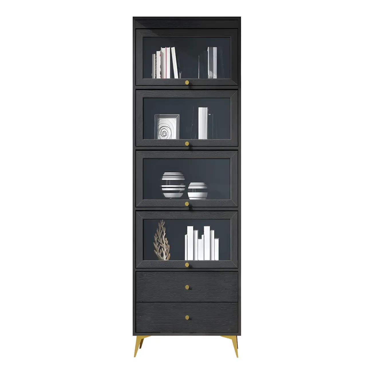 Modern Wooden Closed Back Bookcase with Doors