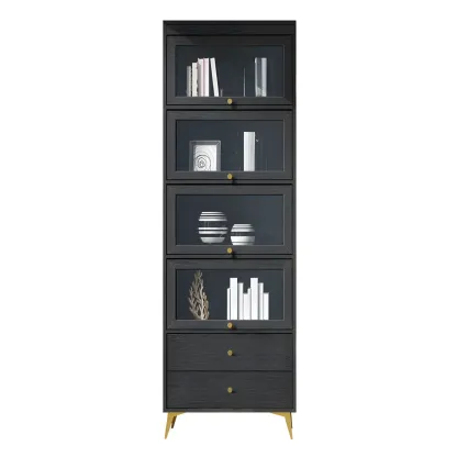 Modern Wooden Closed Back Bookcase with Doors