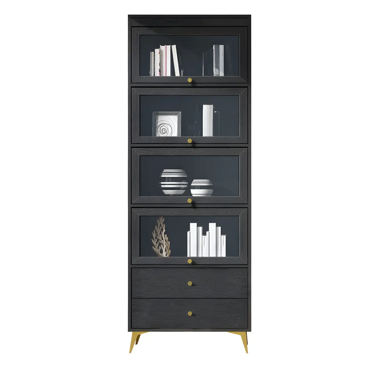 Modern Wooden Closed Back Bookcase with Doors