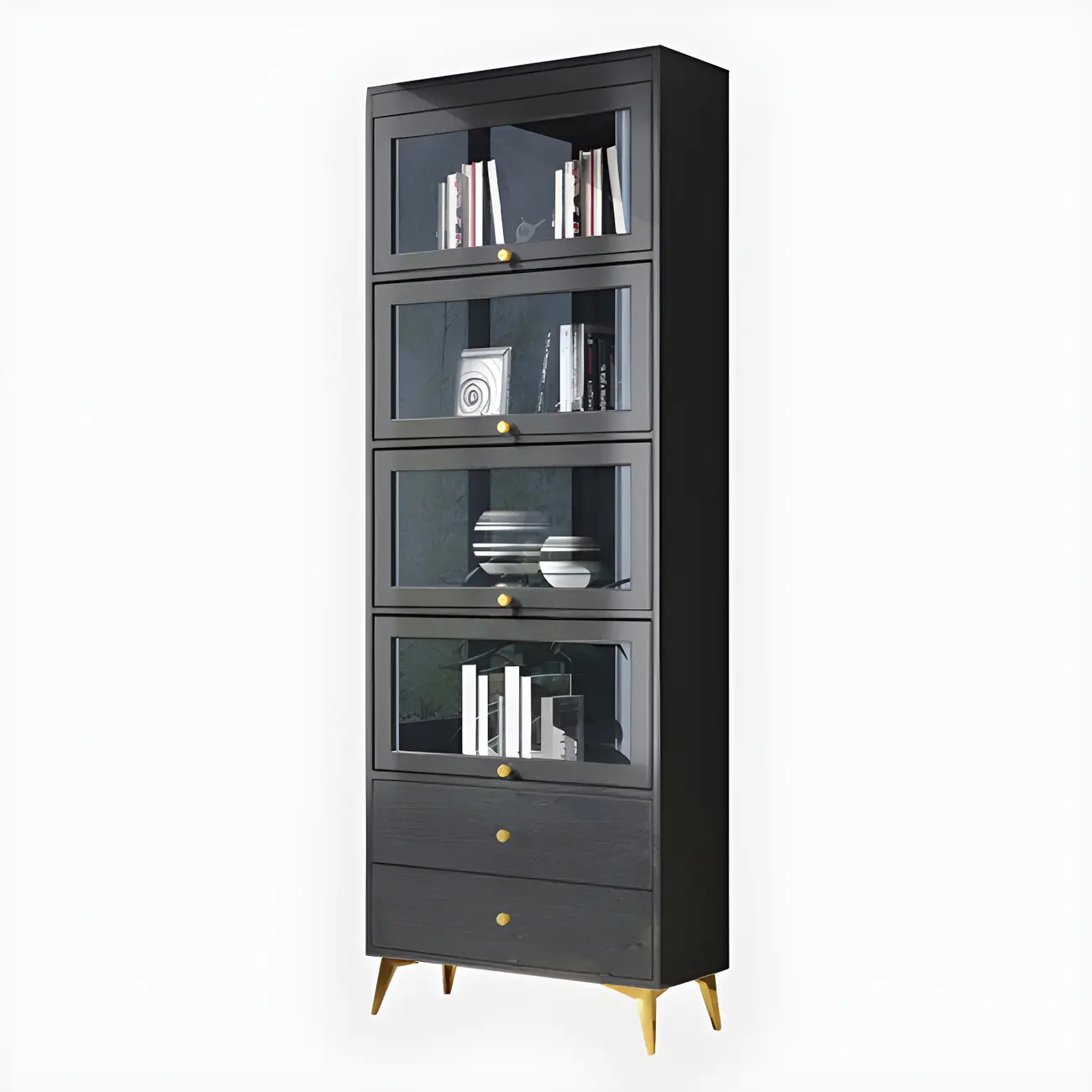 Modern Wooden Closed Back Bookcase with Doors | homeyfad