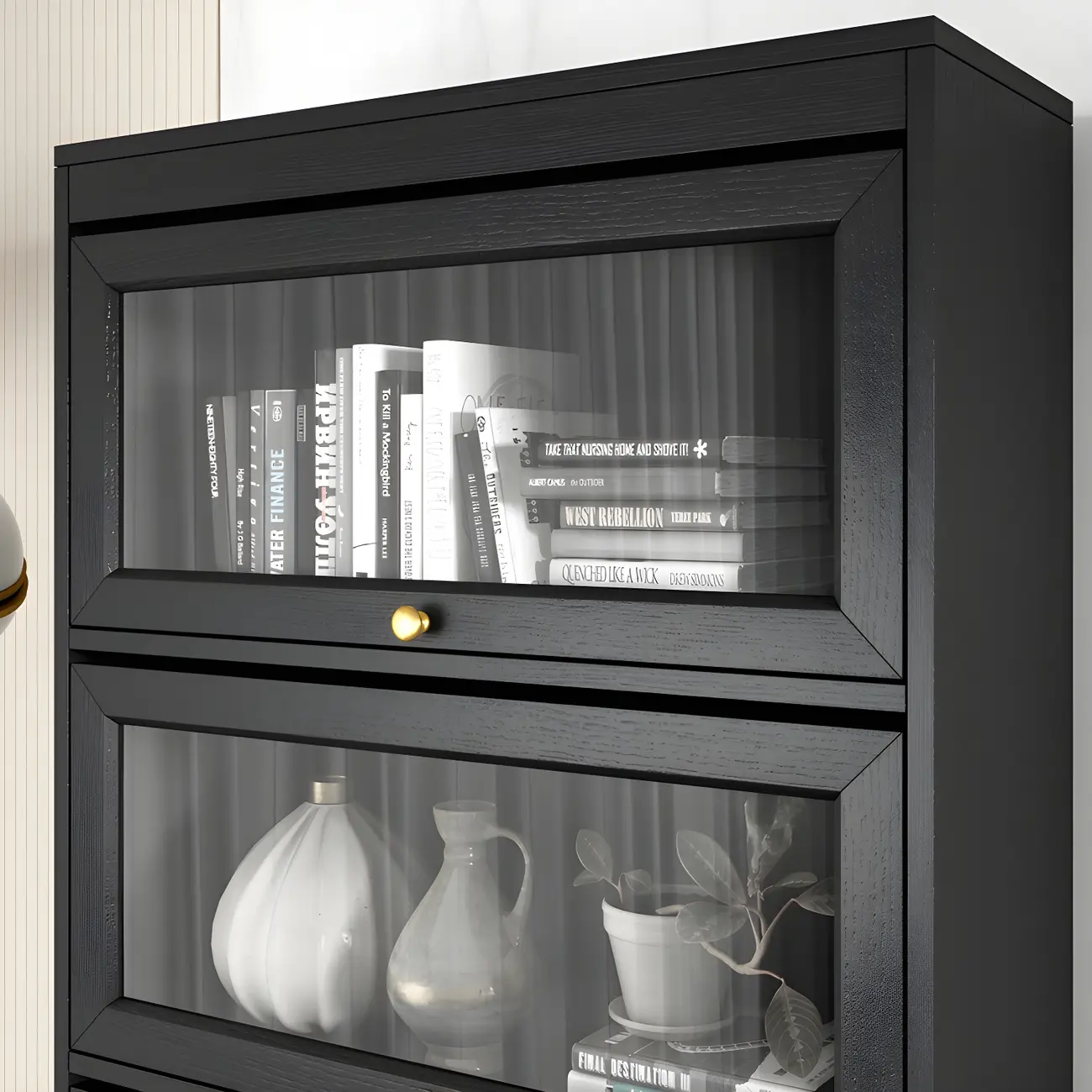 Modern Wooden Closed Back Bookcase with Doors | homeyfad