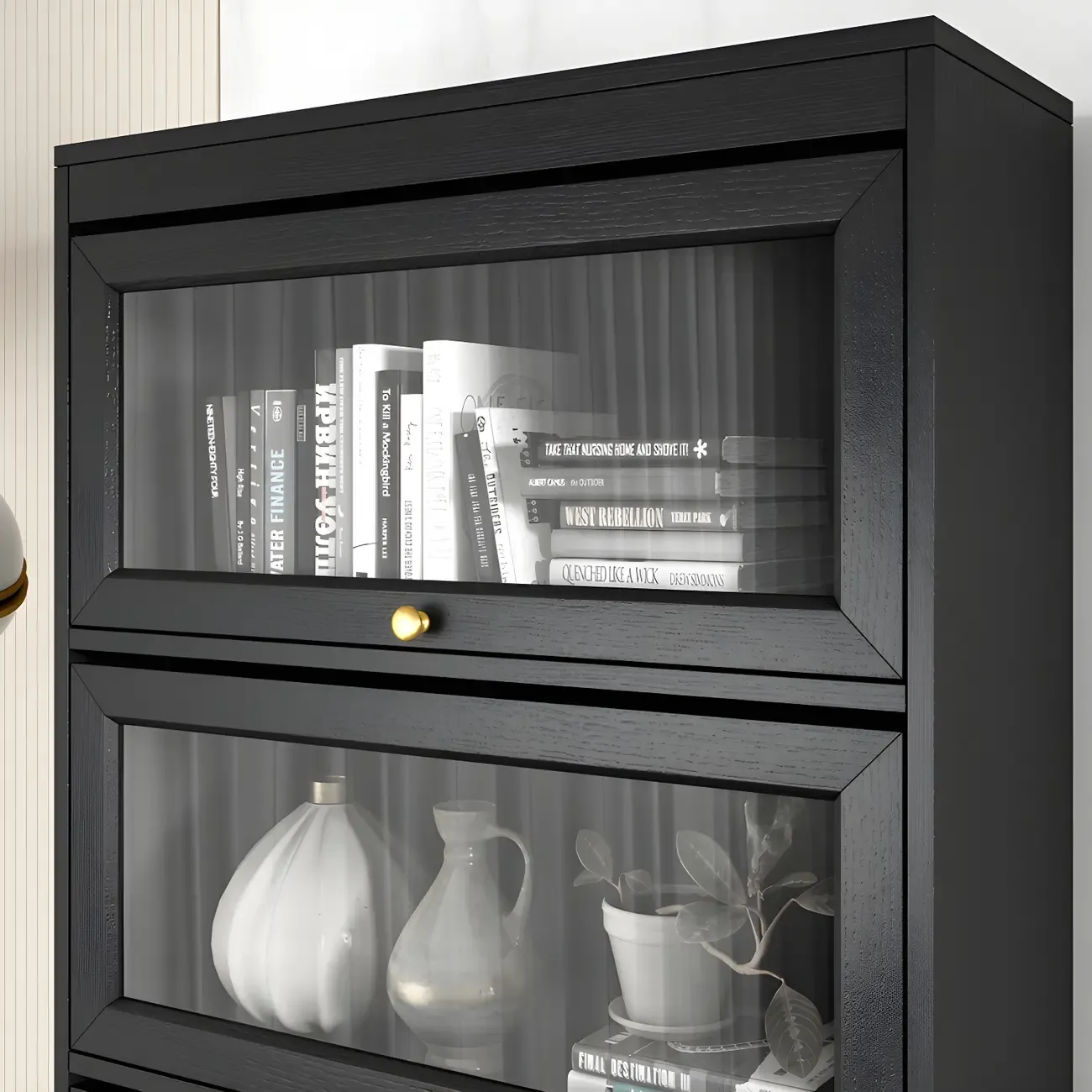 Modern Wooden Closed Back Bookcase with Doors