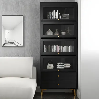 Modern Wooden Closed Back Bookcase with Doors