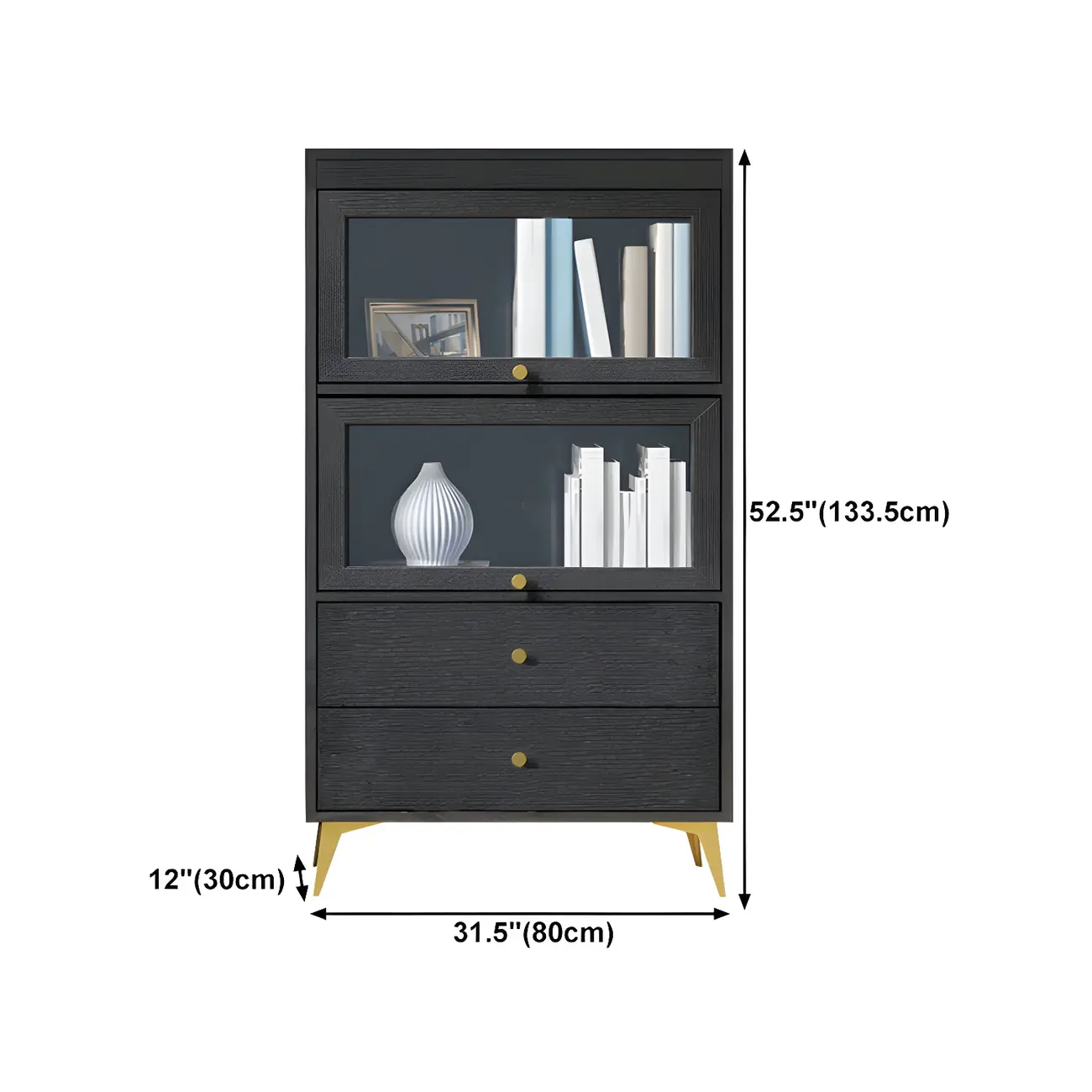 Modern Wooden Closed Back Bookcase with Doors | homeyfad