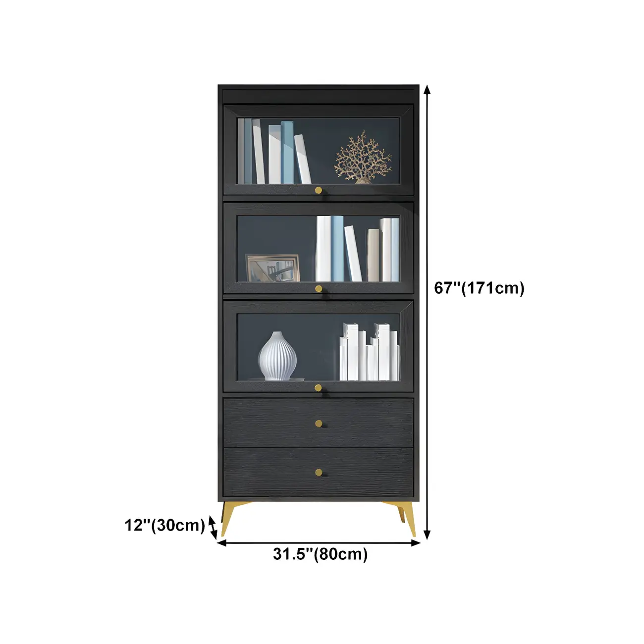 Modern Wooden Closed Back Bookcase with Doors | homeyfad