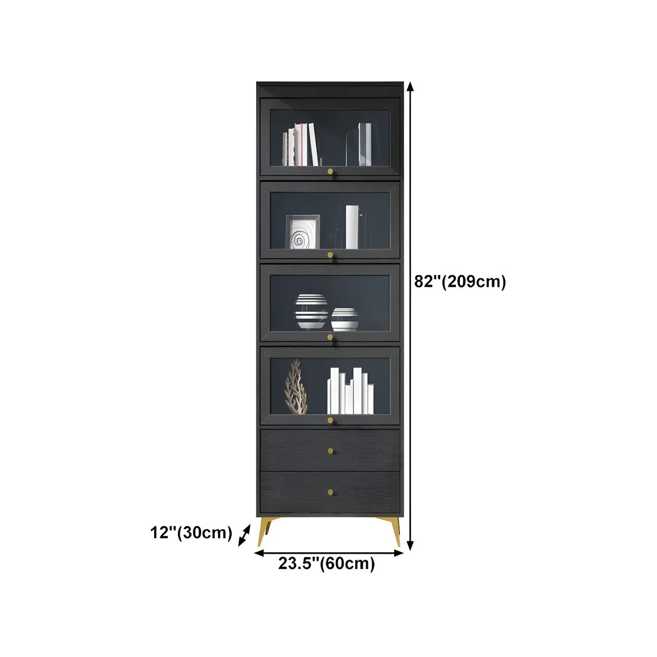 Modern Wooden Closed Back Bookcase with Doors | homeyfad