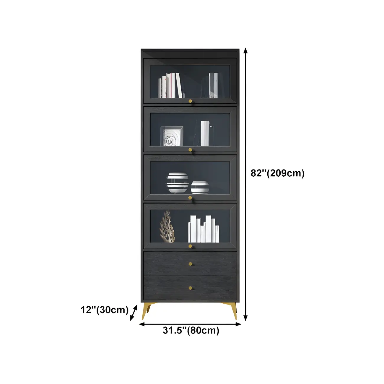 Modern Wooden Closed Back Bookcase with Doors | homeyfad