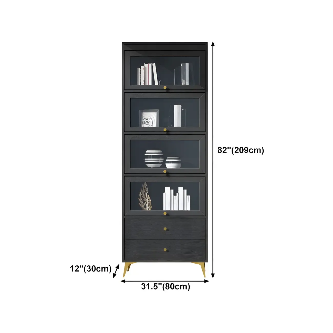 Modern Wooden Closed Back Bookcase with Doors