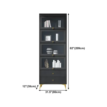 Modern Wooden Closed Back Bookcase with Doors
