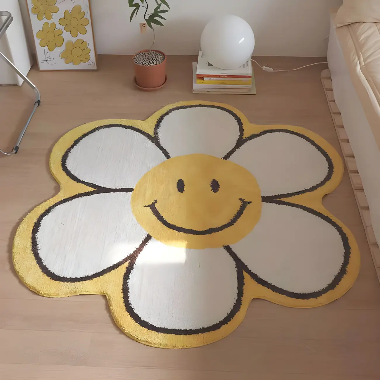 Kids Polyester Flower Round Washable Area Rug  Image - 2 | homeyfad