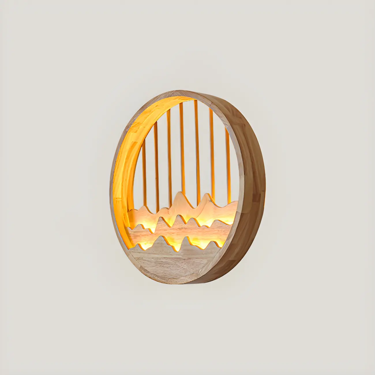 Oriental Wood Geometric LED Wall Sconce for Bedroom Image - 3 | homeyfad