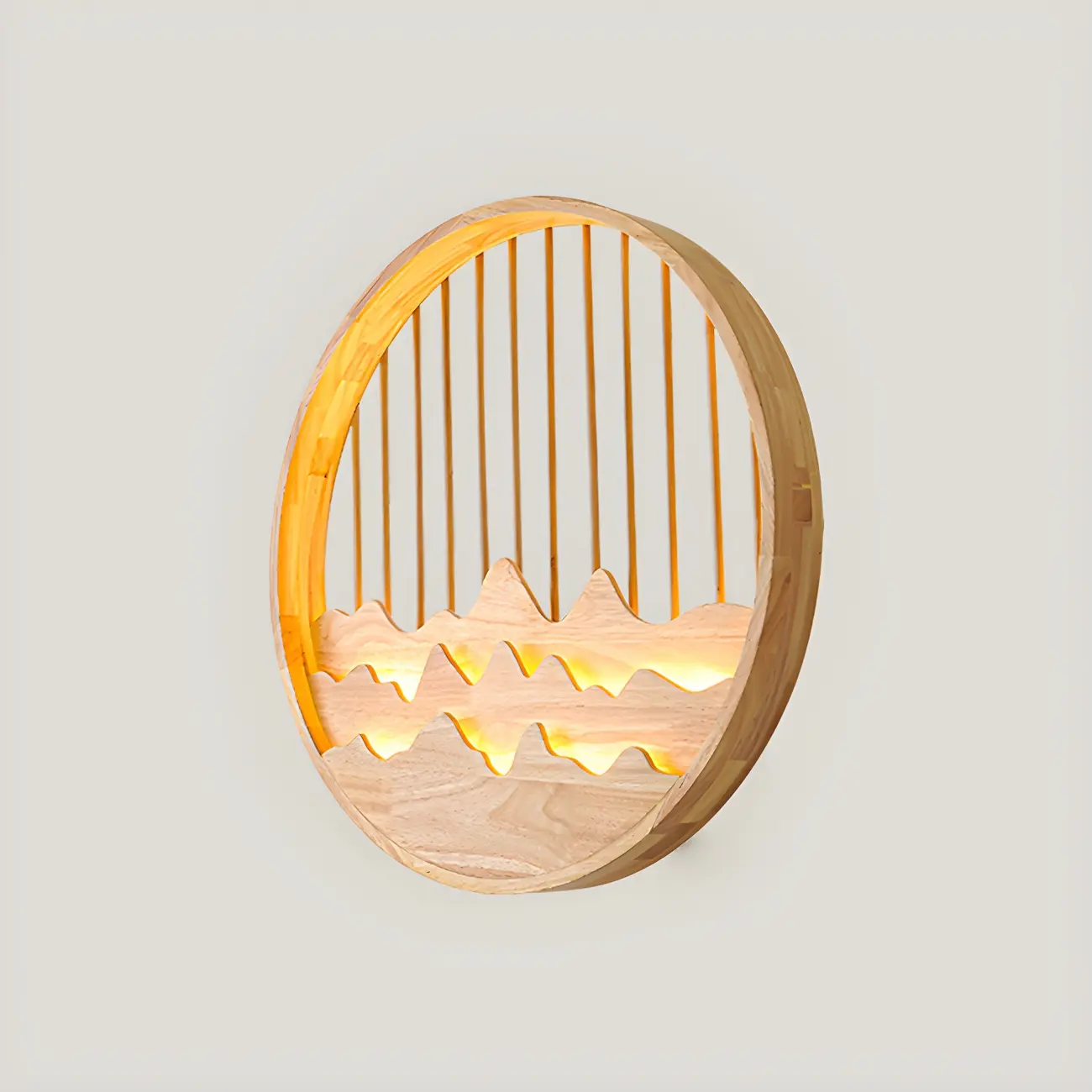 Oriental Wood Geometric LED Wall Sconce for Bedroom Image - 4 | homeyfad