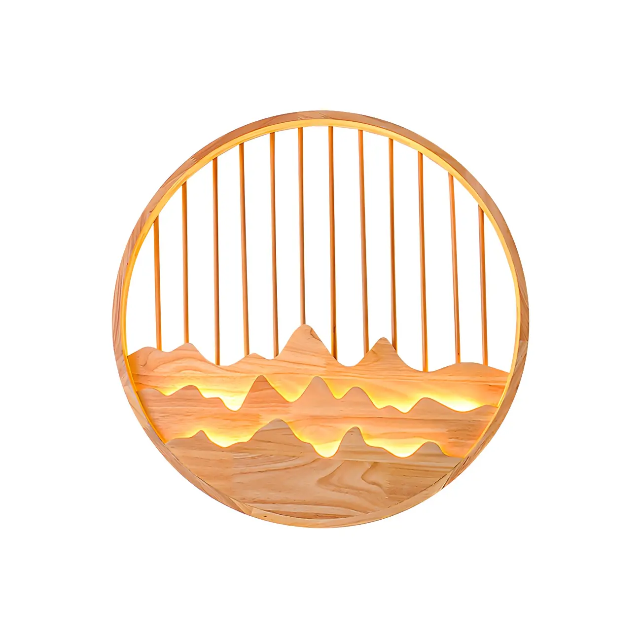 Oriental Wood Geometric LED Wall Sconce for Bedroom Image - 9 | homeyfad