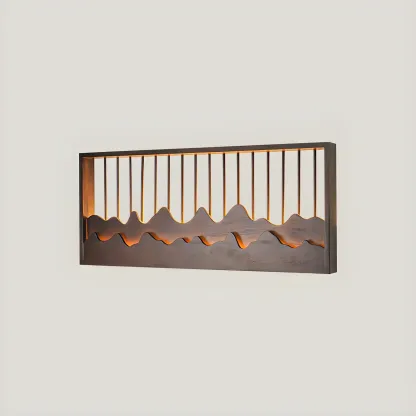 Oriental Wood Geometric LED Wall Sconce for Bedroom Image - 11