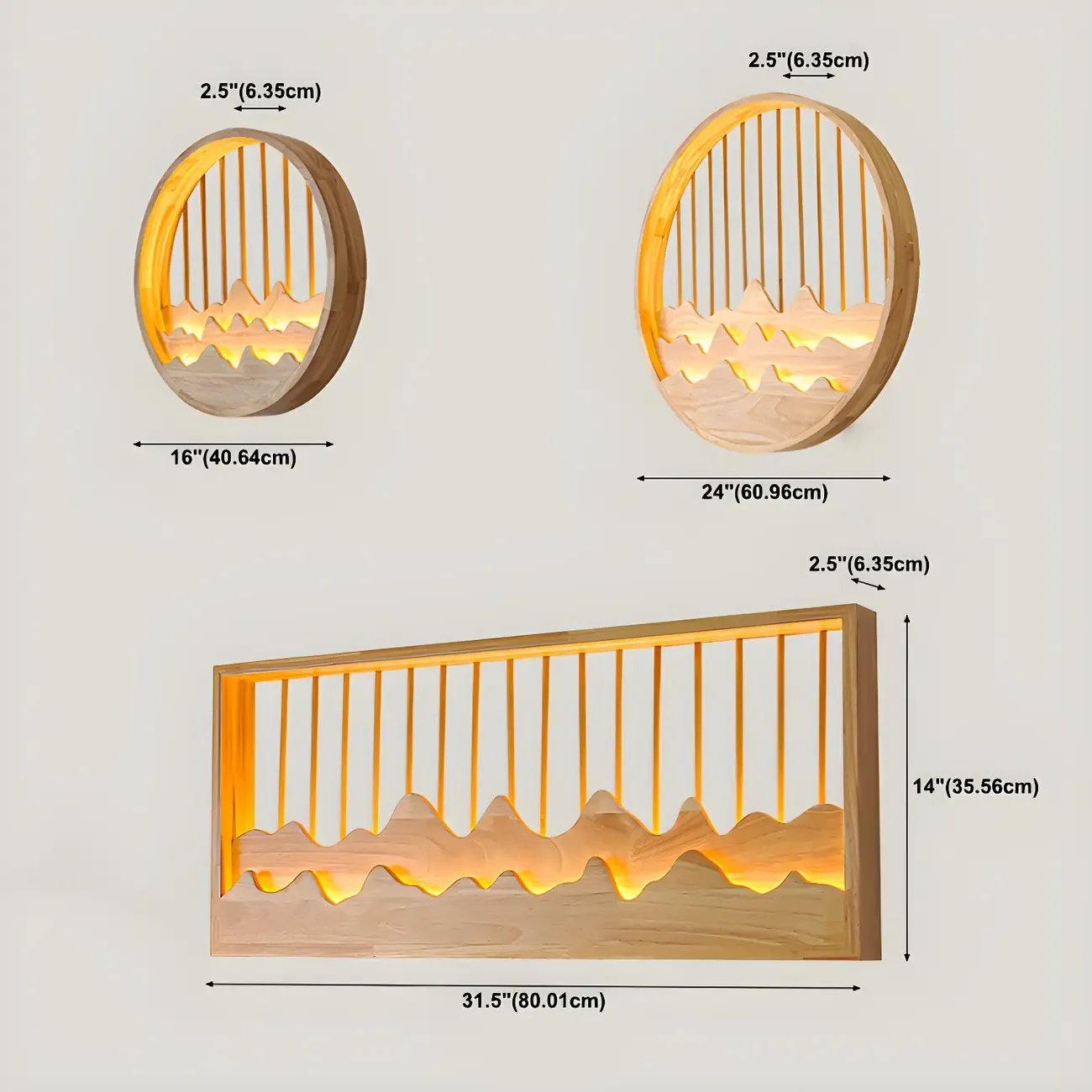 Oriental Wood Geometric LED Wall Sconce for Bedroom Image - 12