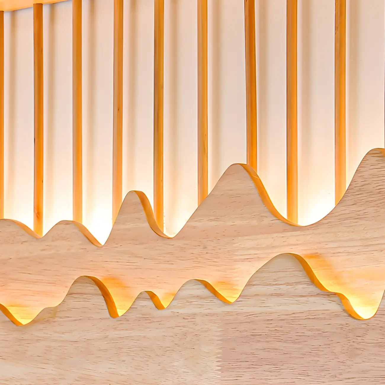 Oriental Wood Geometric LED Wall Sconce for Bedroom Image - 17 | homeyfad