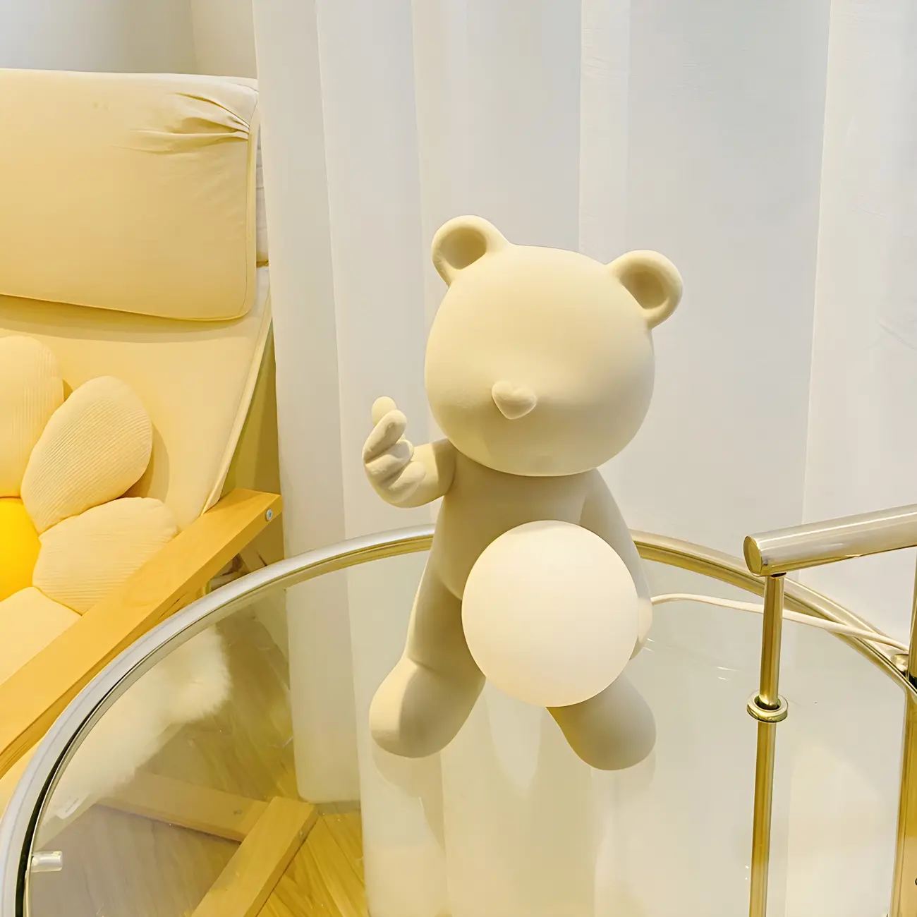 Contemporary Bear Table Lamp with Glass Globe Shade Image - 2 | homeyfad