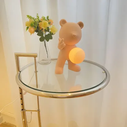Contemporary Bear Table Lamp with Glass Globe Shade Image - 6