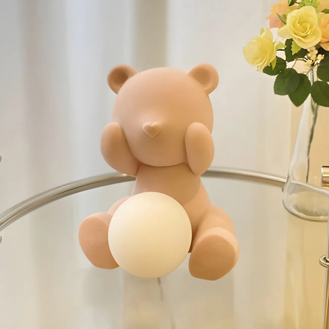 Contemporary Bear Table Lamp with Glass Globe Shade Image - 1 | homeyfad