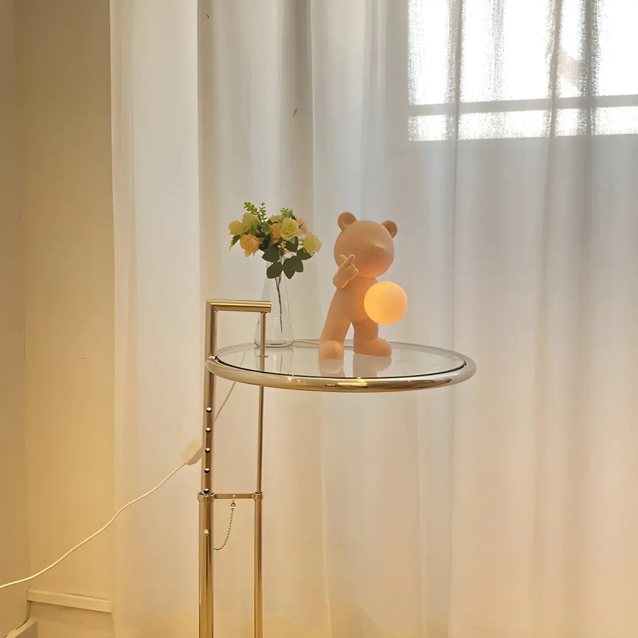 Contemporary Bear Table Lamp with Glass Globe Shade Image - 16
