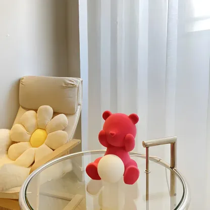 Contemporary Bear Table Lamp with Glass Globe Shade Image - 17