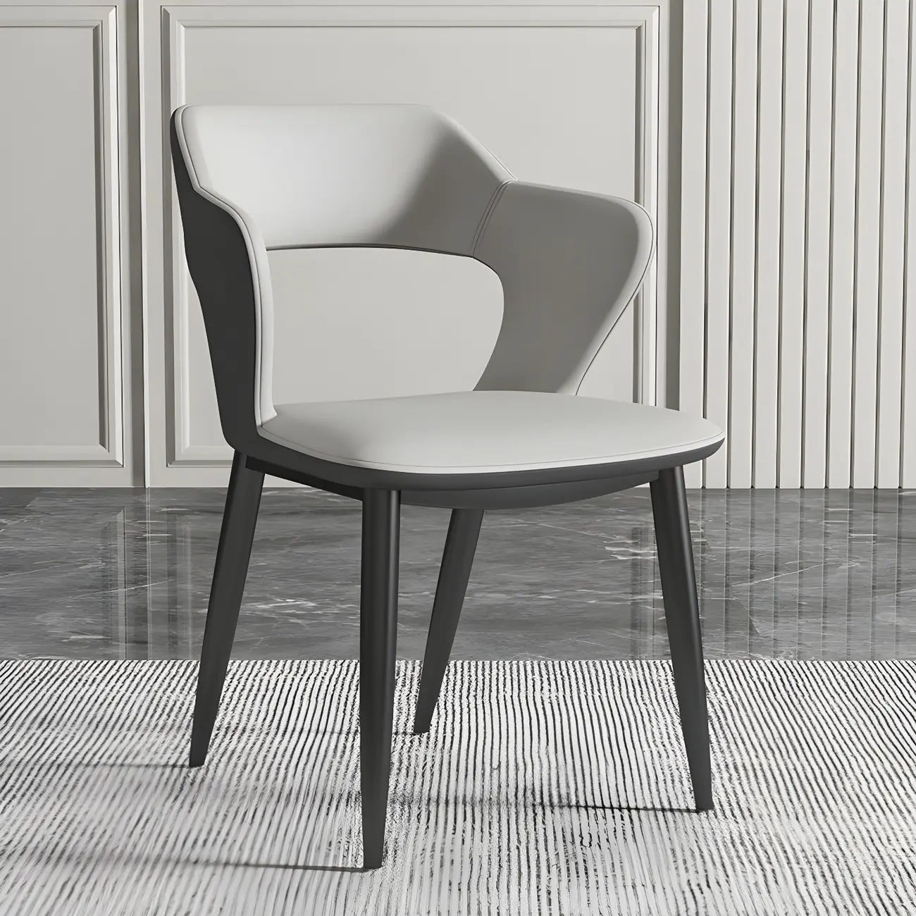 Contemporary Upholstered Open Back Dining Chair with Arms Image - 2 | homeyfad