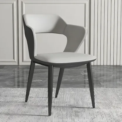 Contemporary Upholstered Open Back Dining Chair with Arms Image - 2