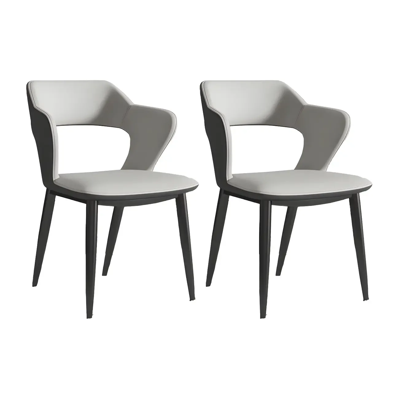 Contemporary Upholstered Open Back Dining Chair with Arms Image - 3
