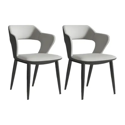 Contemporary Upholstered Open Back Dining Chair with Arms Image - 3