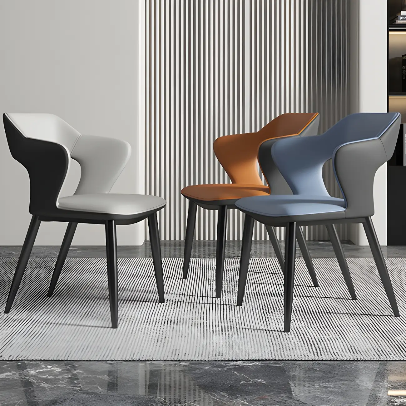 Contemporary Upholstered Open Back Dining Chair with Arms Image - 4 | homeyfad