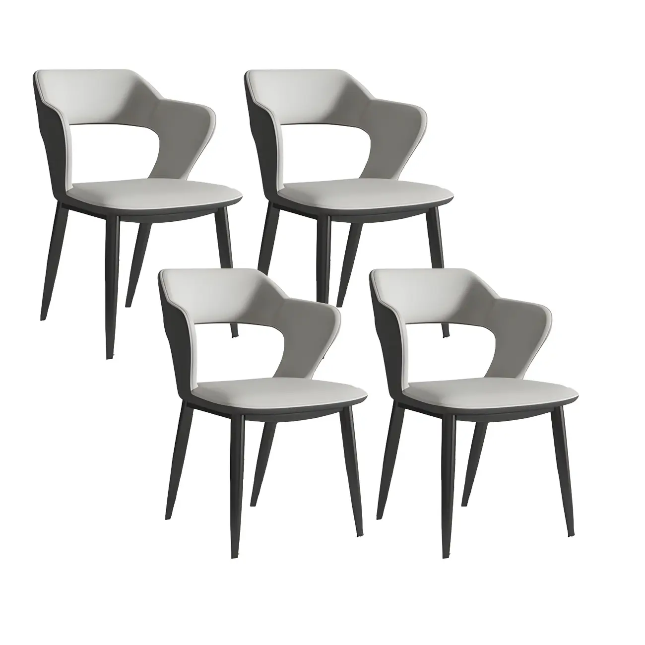 Contemporary Upholstered Open Back Dining Chair with Arms Image - 6 | homeyfad
