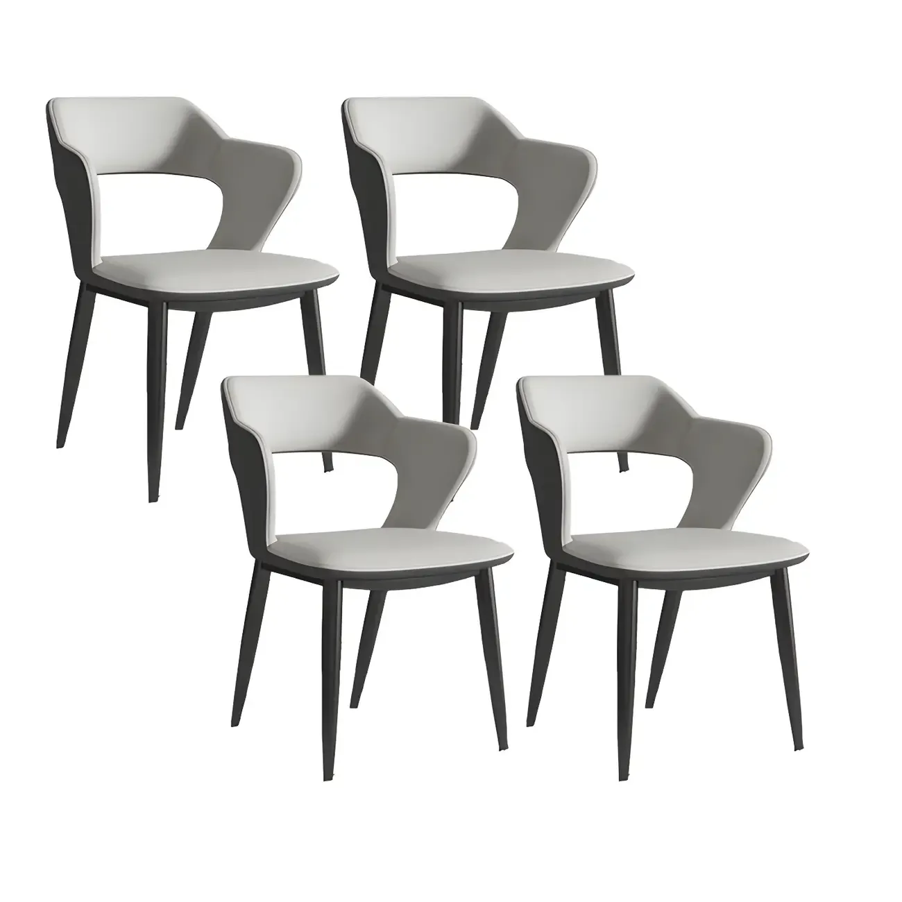 Contemporary Upholstered Open Back Dining Chair with Arms Image - 6