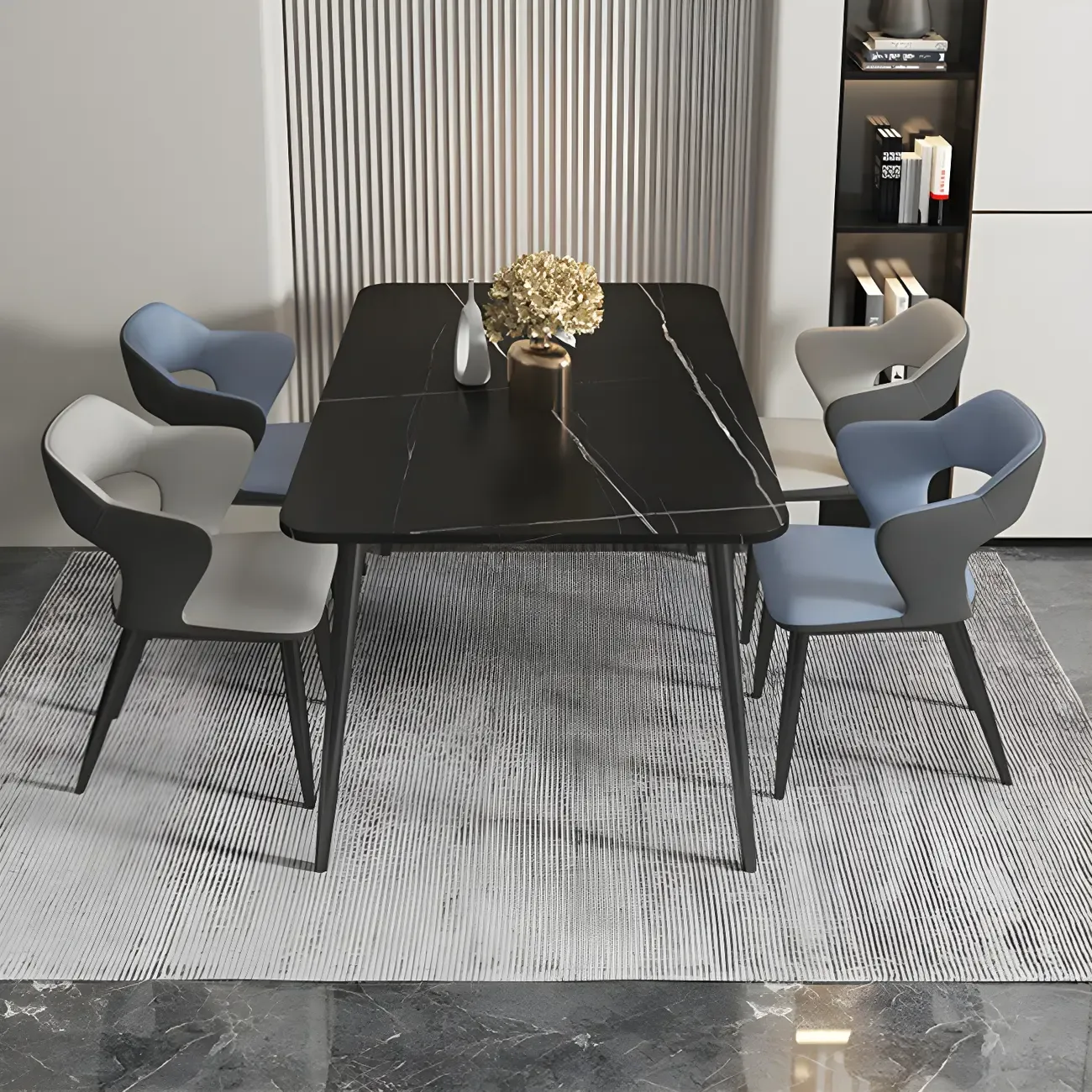 Contemporary Upholstered Open Back Dining Chair with Arms Image - 7