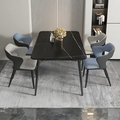 Contemporary Upholstered Open Back Dining Chair with Arms Image - 7