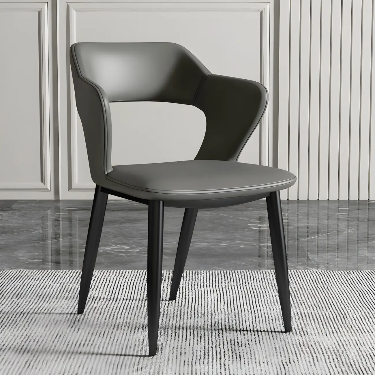 Contemporary Upholstered Open Back Dining Chair with Arms Image - 8 | homeyfad