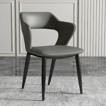 Contemporary Upholstered Open Back Dining Chair with Arms Image - 8