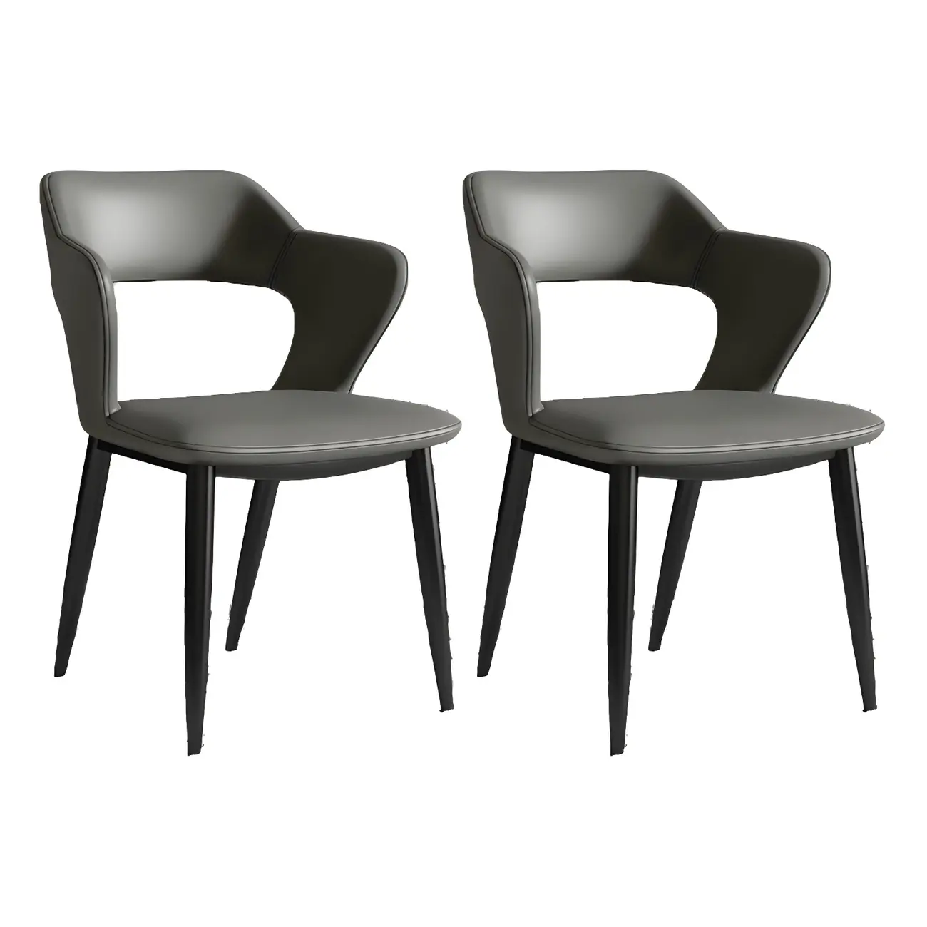 Contemporary Upholstered Open Back Dining Chair with Arms Image - 9 | homeyfad