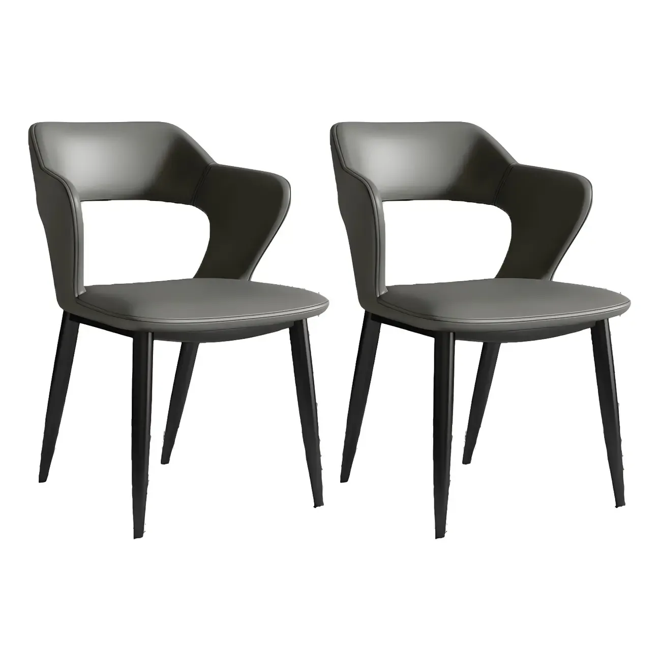 Contemporary Upholstered Open Back Dining Chair with Arms Image - 9