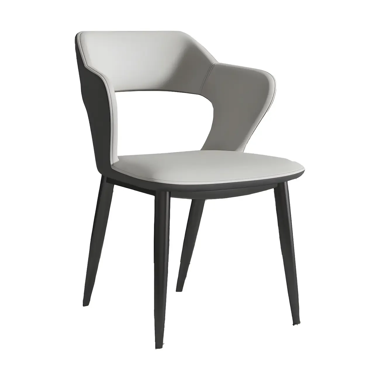 Contemporary Upholstered Open Back Dining Chair with Arms Image - 10
