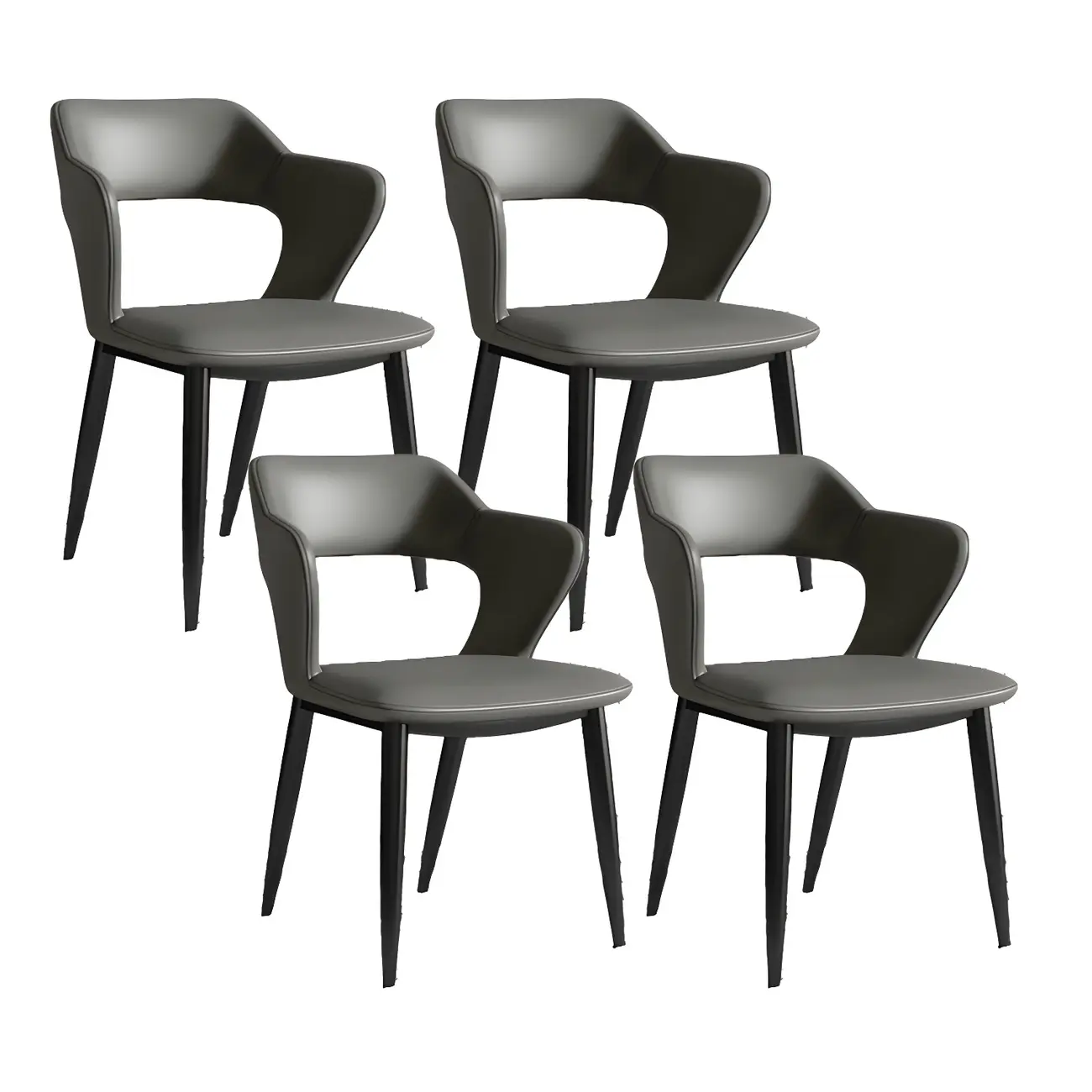 Contemporary Upholstered Open Back Dining Chair with Arms Image - 12 | homeyfad