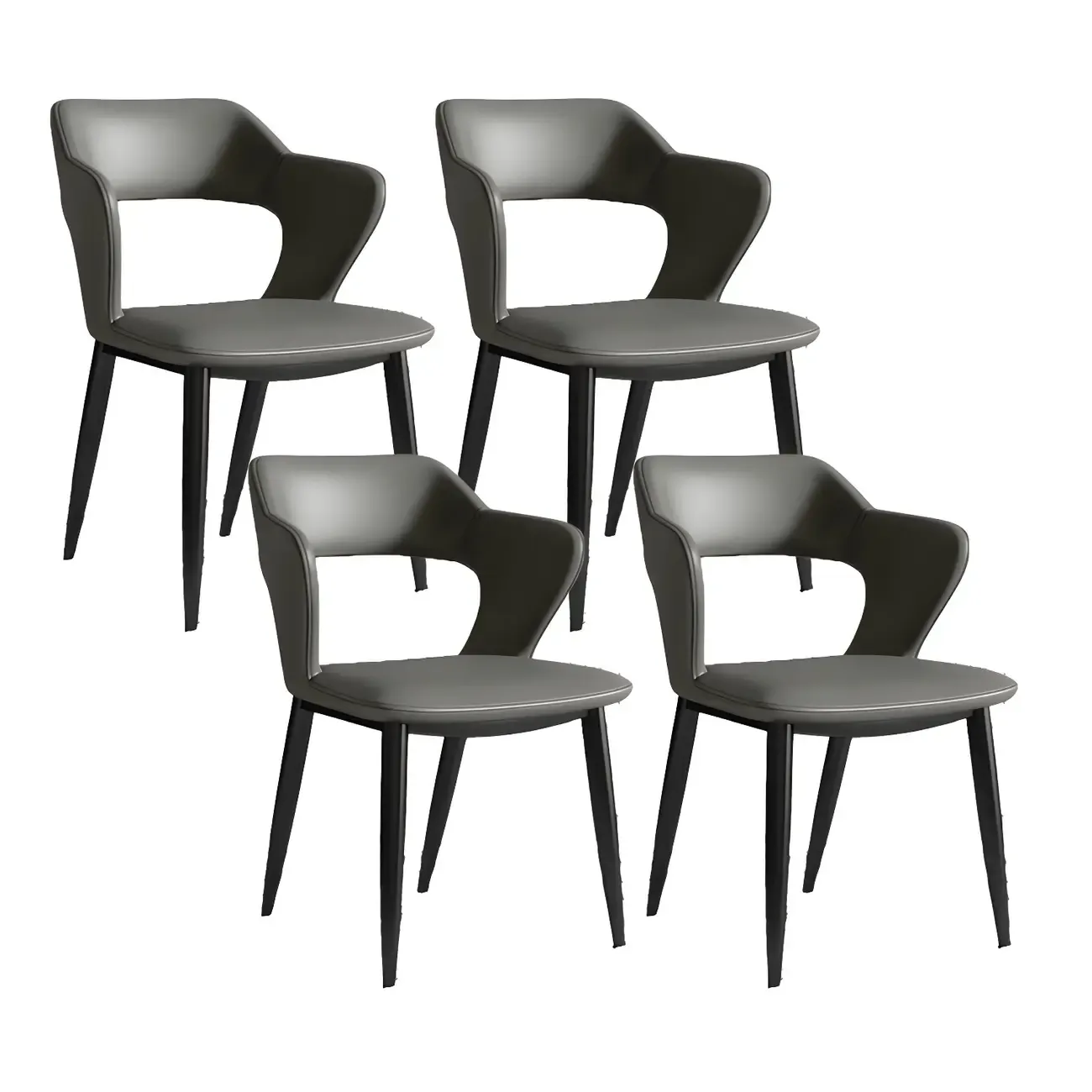 Contemporary Upholstered Open Back Dining Chair with Arms Image - 12