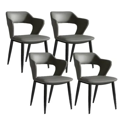 Contemporary Upholstered Open Back Dining Chair with Arms Image - 12