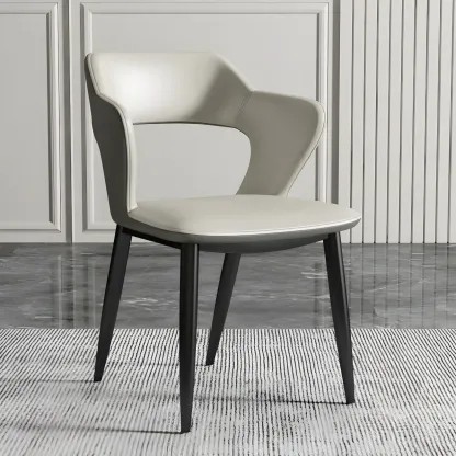 Contemporary Upholstered Open Back Dining Chair with Arms Image - 14