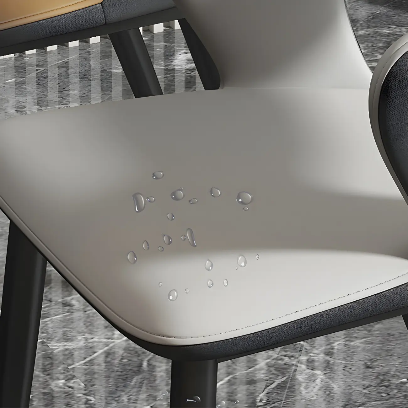 Contemporary Upholstered Open Back Dining Chair with Arms Image - 15 | homeyfad