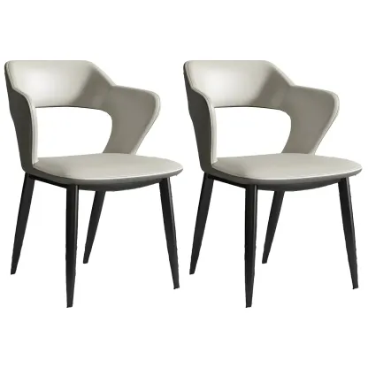 Contemporary Upholstered Open Back Dining Chair with Arms Image - 16