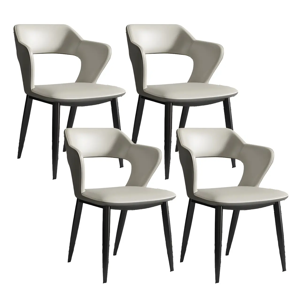 Contemporary Upholstered Open Back Dining Chair with Arms Image - 18 | homeyfad