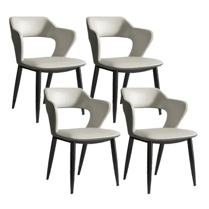 Contemporary Upholstered Open Back Dining Chair with Arms Image - 18