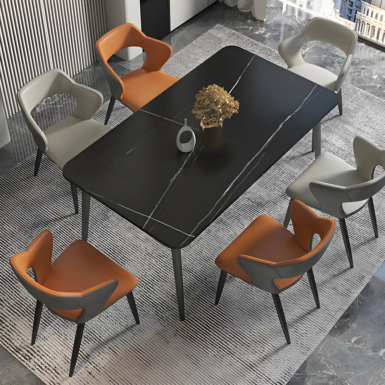 Contemporary Upholstered Open Back Dining Chair with Arms Image - 19 | homeyfad