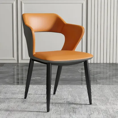 Contemporary Upholstered Open Back Dining Chair with Arms Image - 20